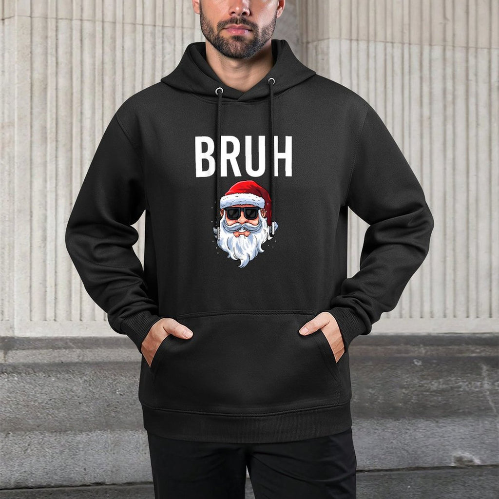 Merry Christmas Bruh Meme Funny Saying for Brother Boys Men Medium-Weight Fabric Hoodie