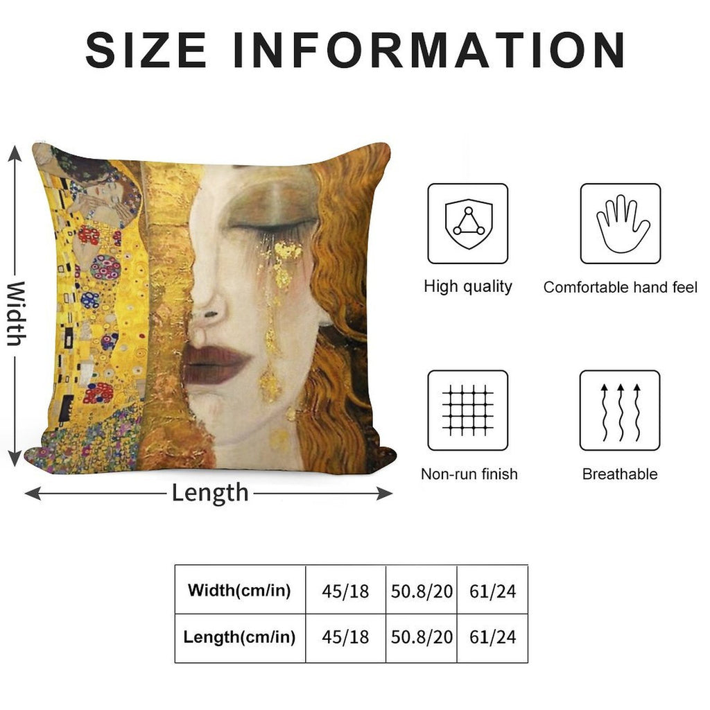 Golden Tears - Gustav Klimt Soft Luxury Feel Throw Pillow