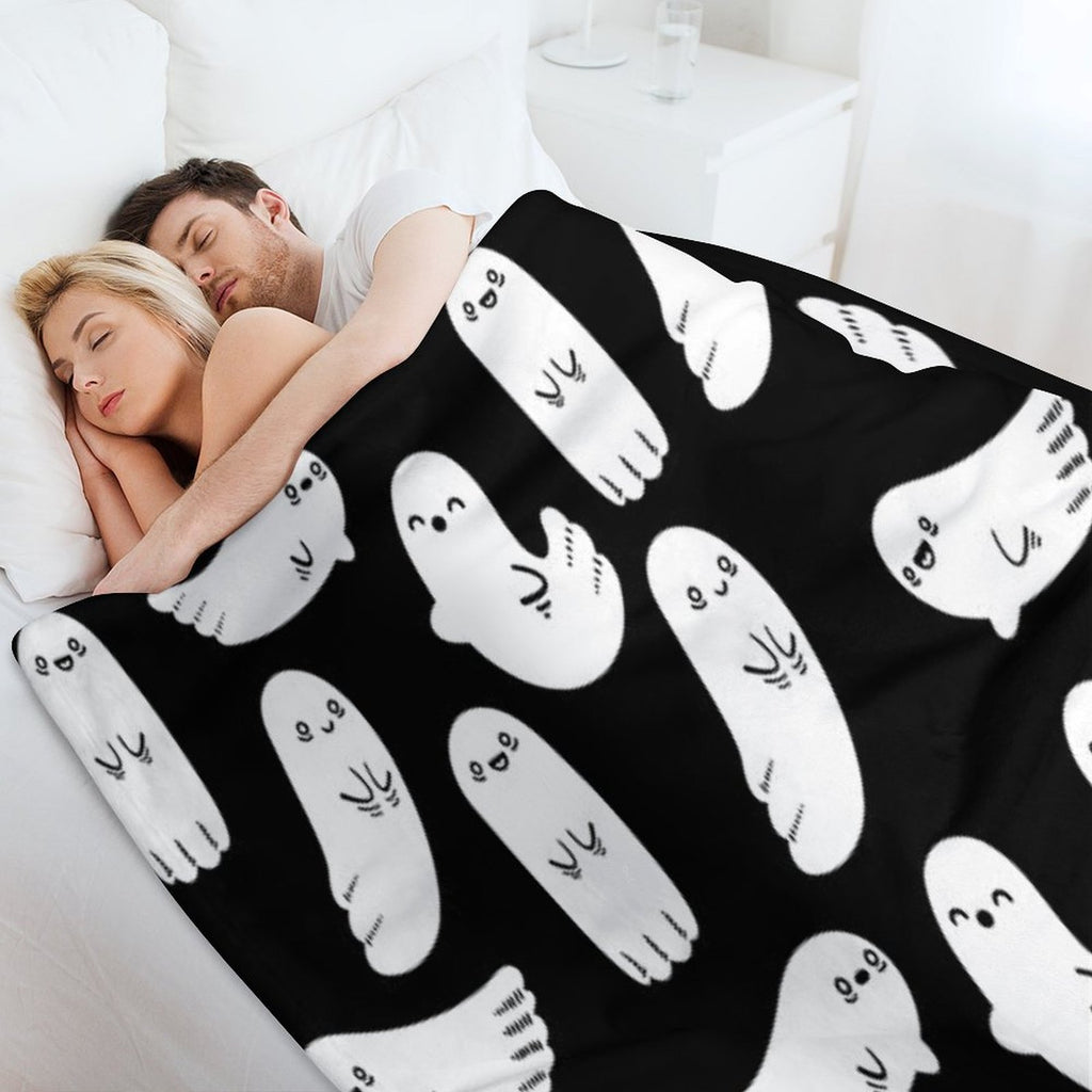 Cute And Spooky Black And White Ghosts Eco-conscious Throw Blanket