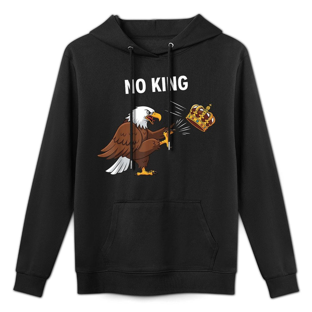 Nope No Kings In America Bald Eagle Kicking Crown Resistance Pilling-Resistant Hoodie