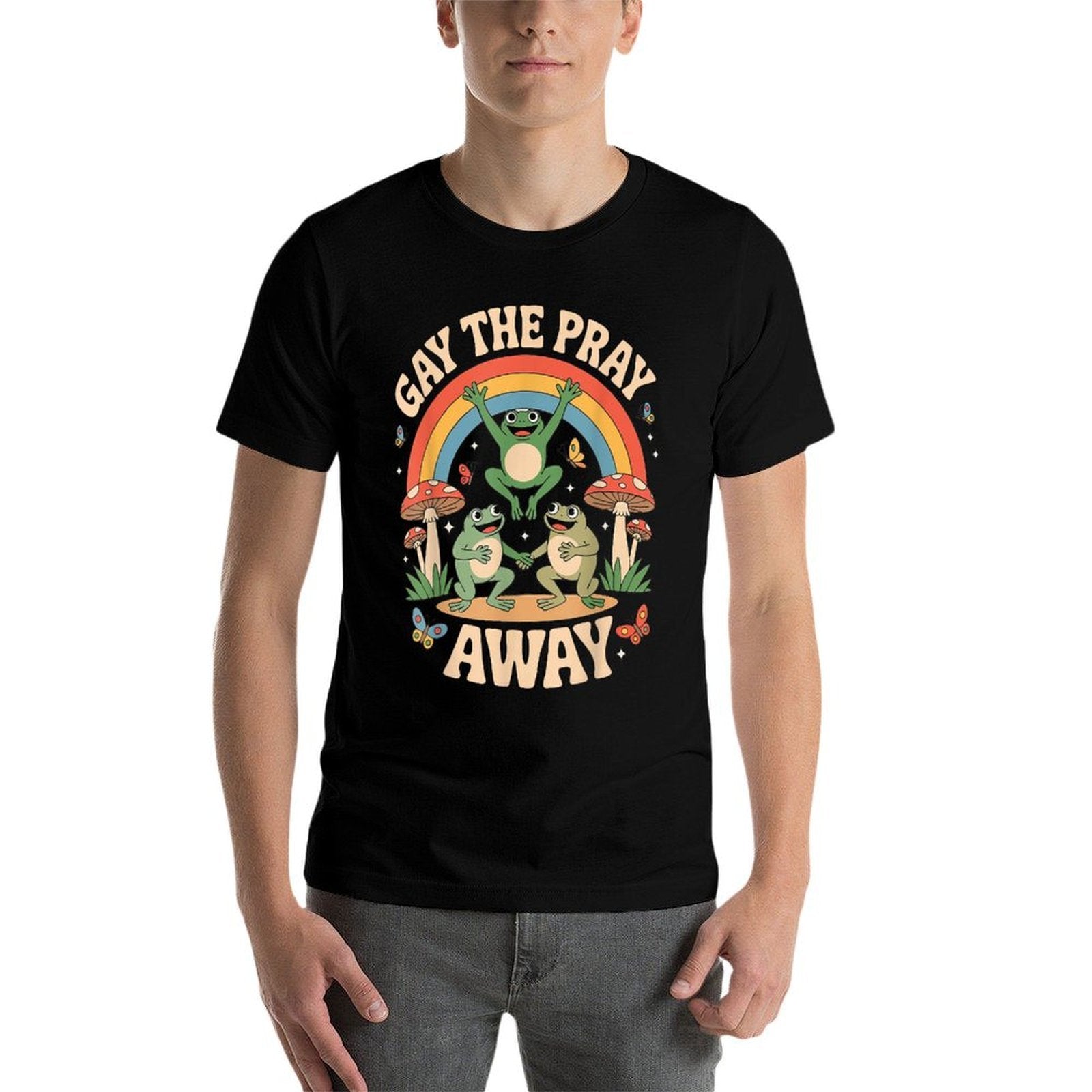 Gay The Pray Away Rainbow Funny Meme Frogs LGBT Pride LGBTQ  Quick-drying T-Shirt