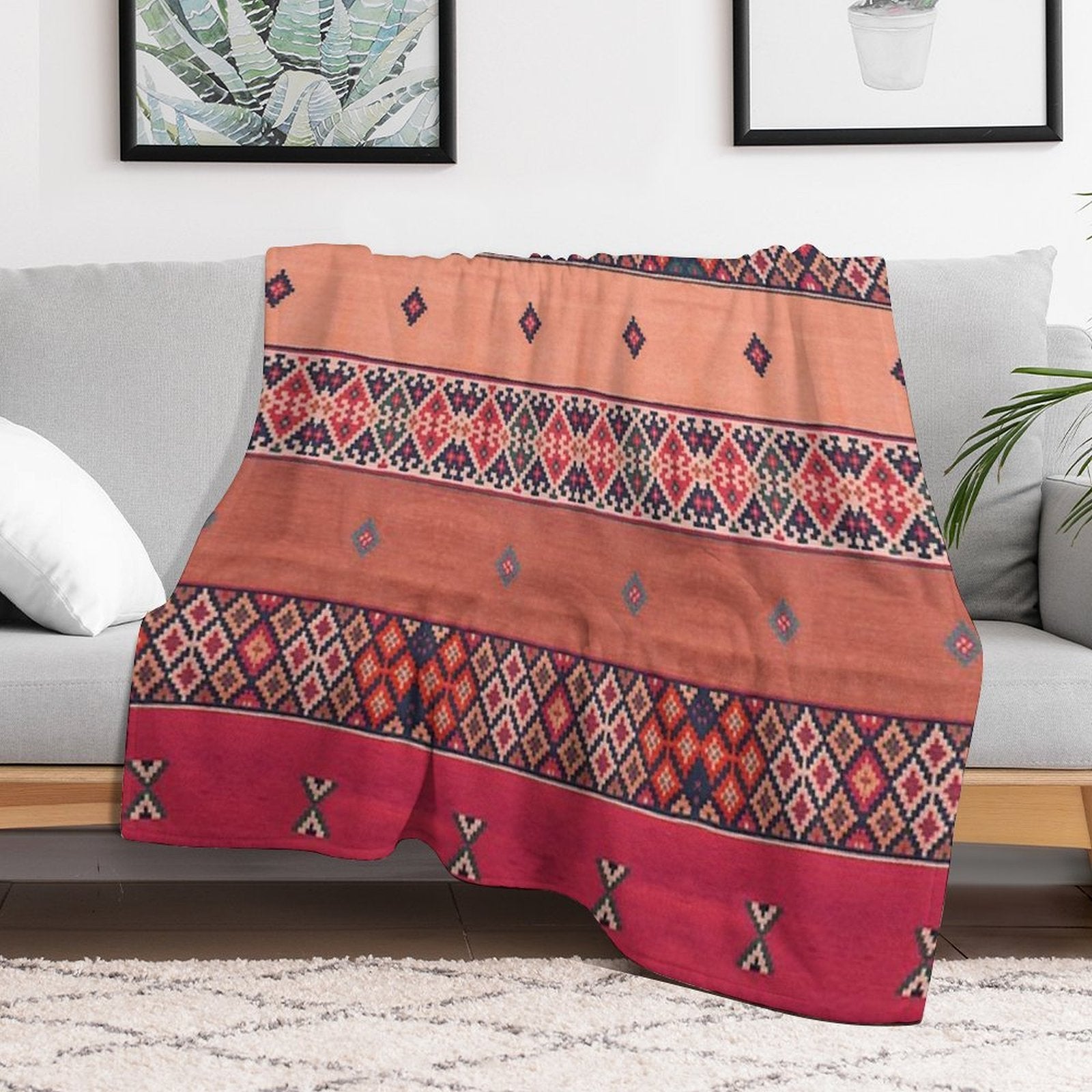 Traditional Moroccan Berber Design Lightweight Throw Blanket