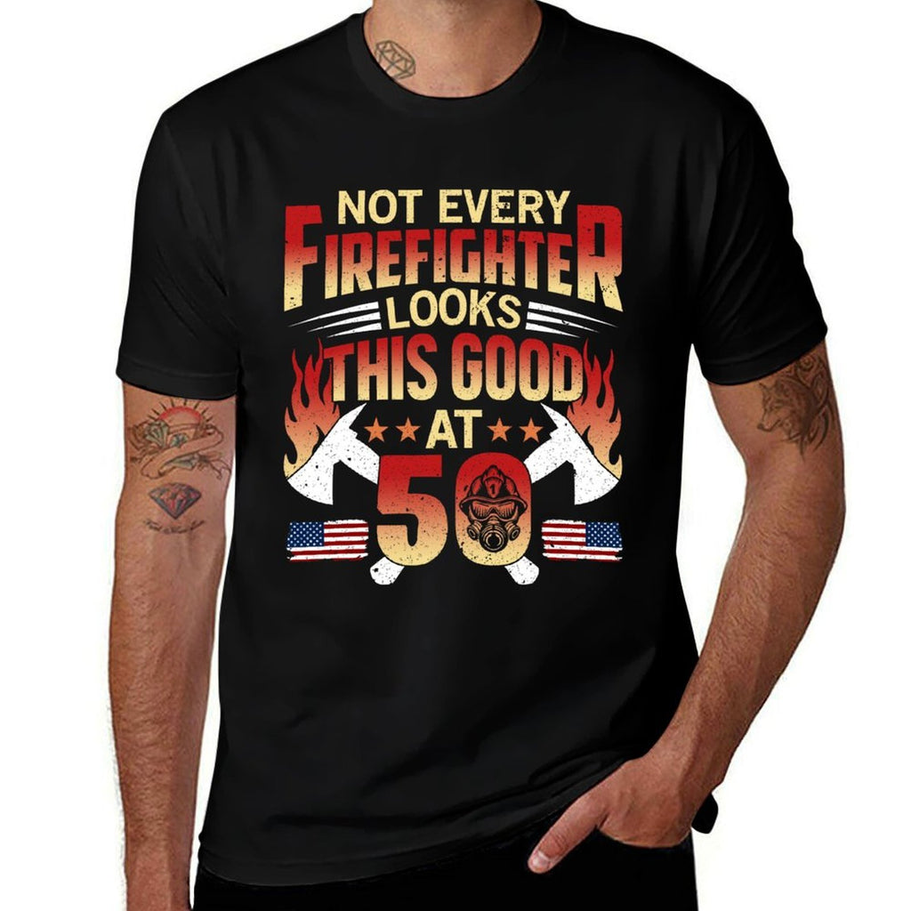 Funny Firefighter 50th Birthday Gift Vintage Gift  High-quality Stitching T-Shirt