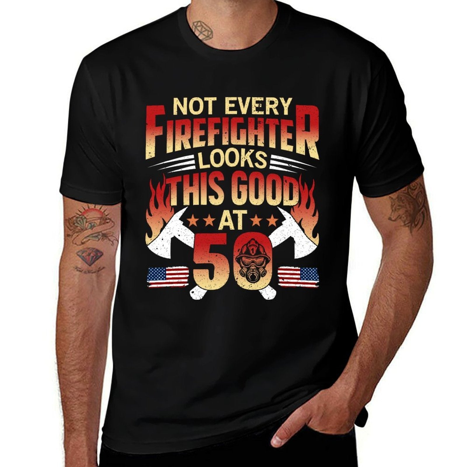 Funny Firefighter 50th Birthday Gift Vintage Gift  High-quality Stitching T-Shirt