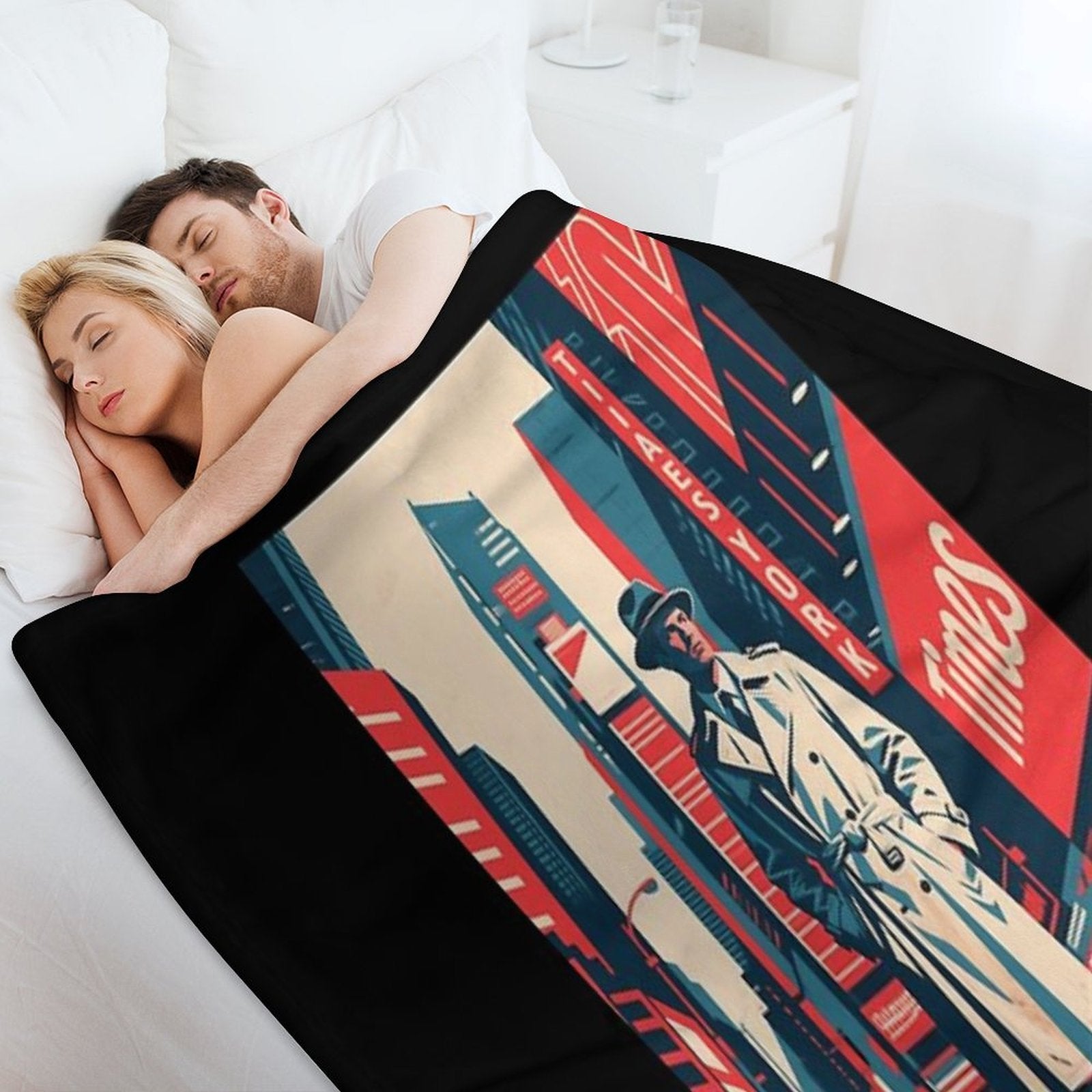 Bold Stranger in Times Square – Hope Style Urban Art Premium Throw Blanket