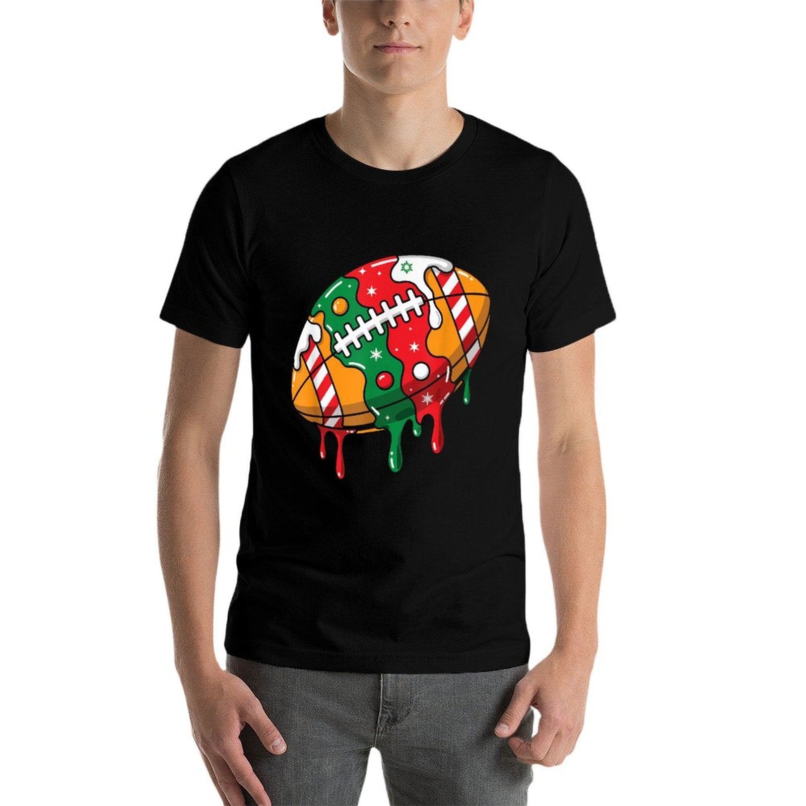 Football Christmas Drip  Summer-ready Fabric T-Shirt