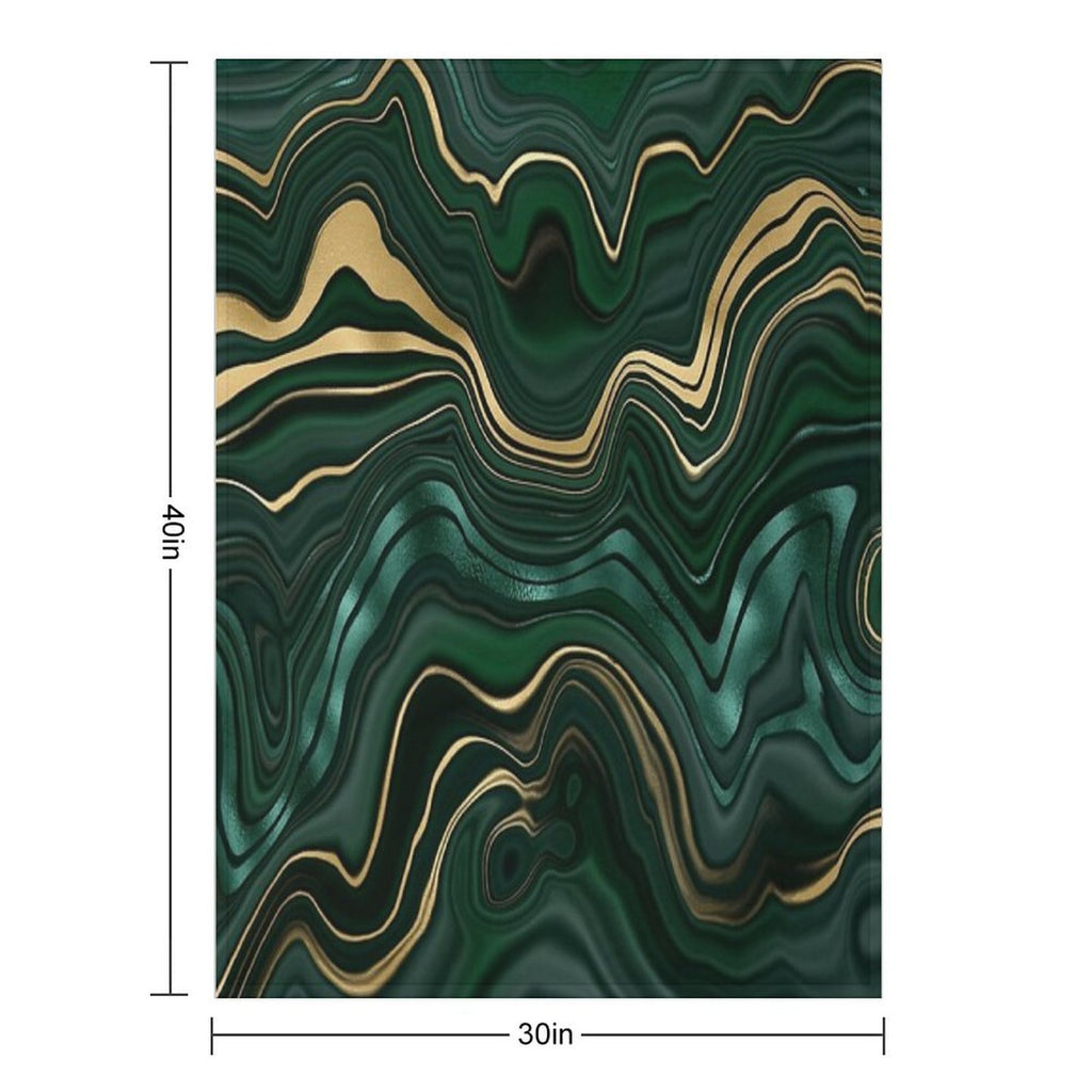 Emerald Green And Gold  Malachite Pattern Easy Care Throw Blanket