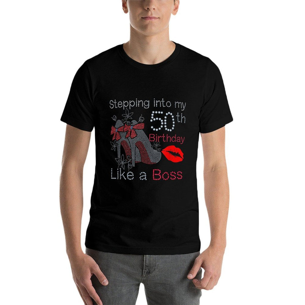 High Heels Stepping Into 50th Birthday Womens Mom Birthday  Relaxed-fit T-Shirt