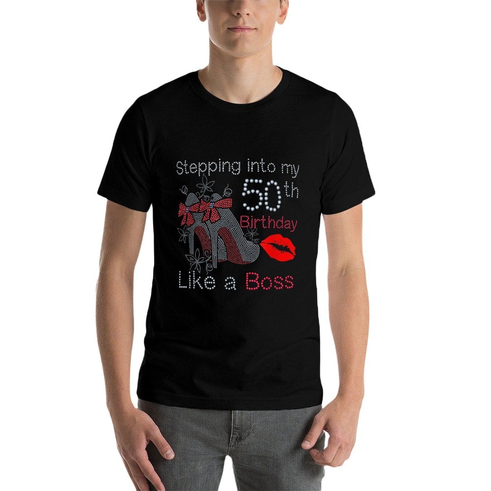 High Heels Stepping Into 50th Birthday Womens Mom Birthday  Relaxed-fit T-Shirt