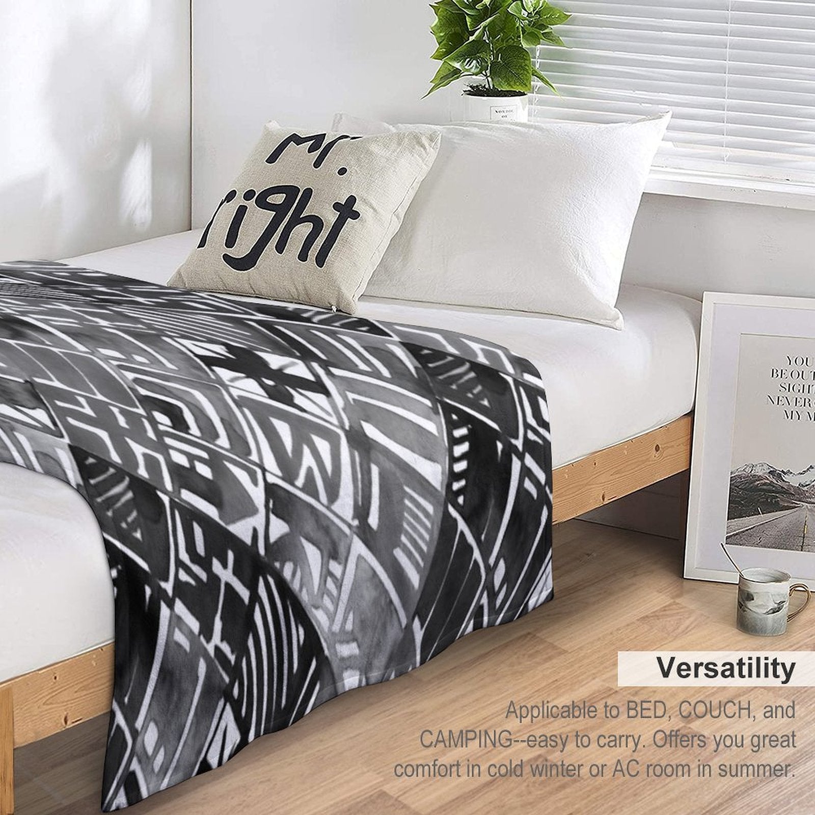 Classic Black Summer Geo Easy Care Throw Blanket