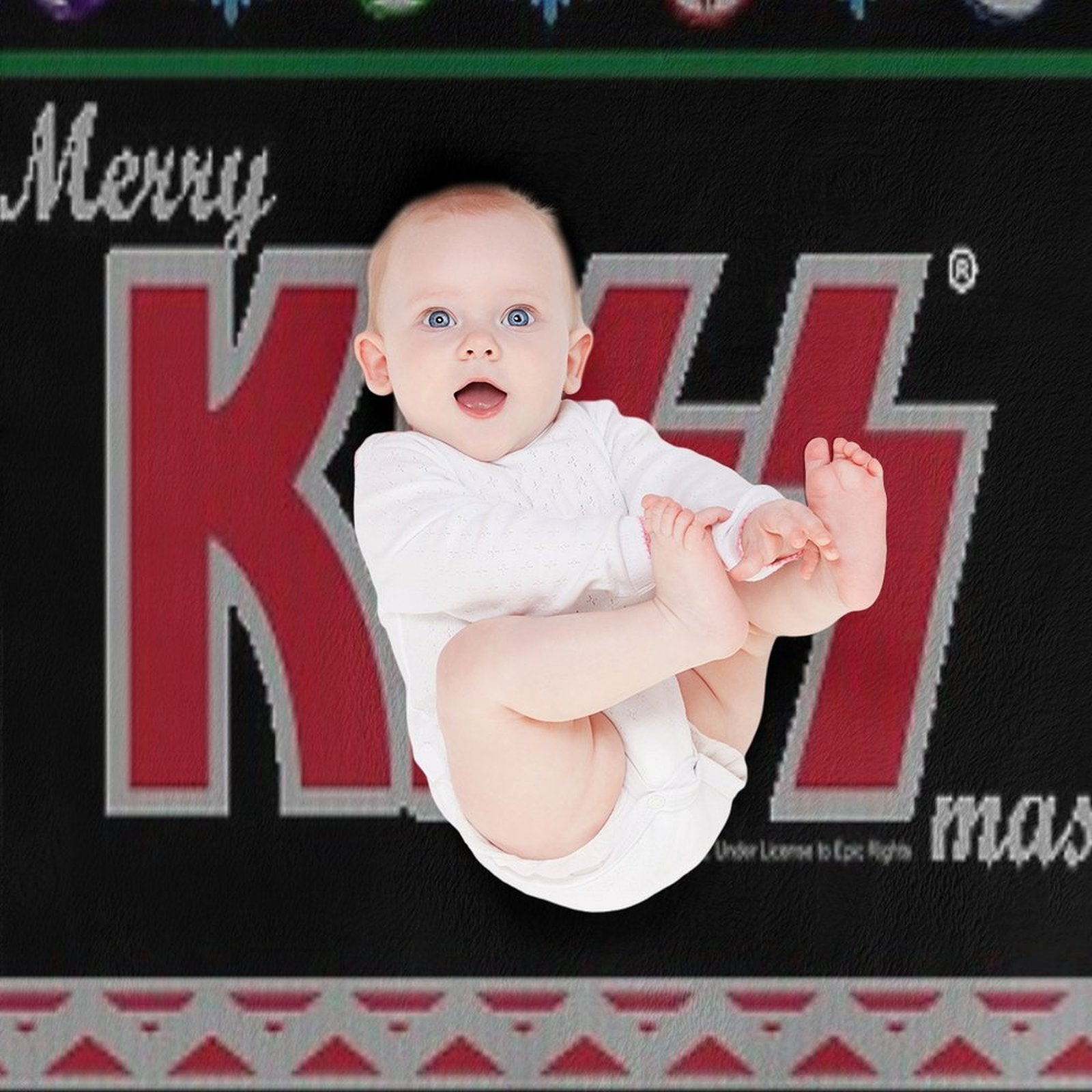 KISS ® The Band - Merry KissMas Ugly Sweater Premium Throw Blanket