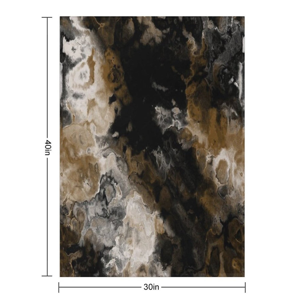Black Gold And White Abstract Travel-friendly Throw Blanket