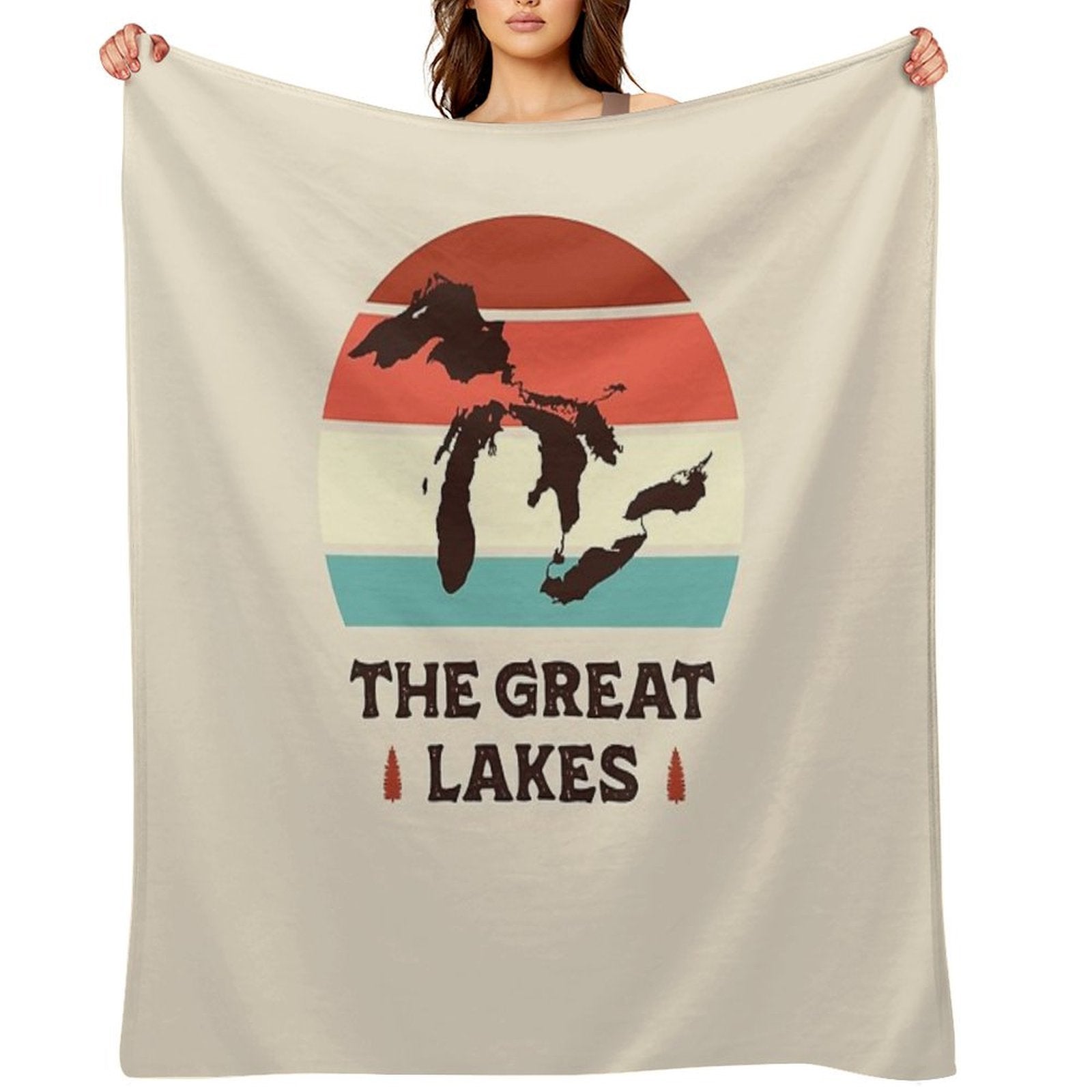 Great Lakes National Park Hiking Retro Multi-functional Throw Blanket