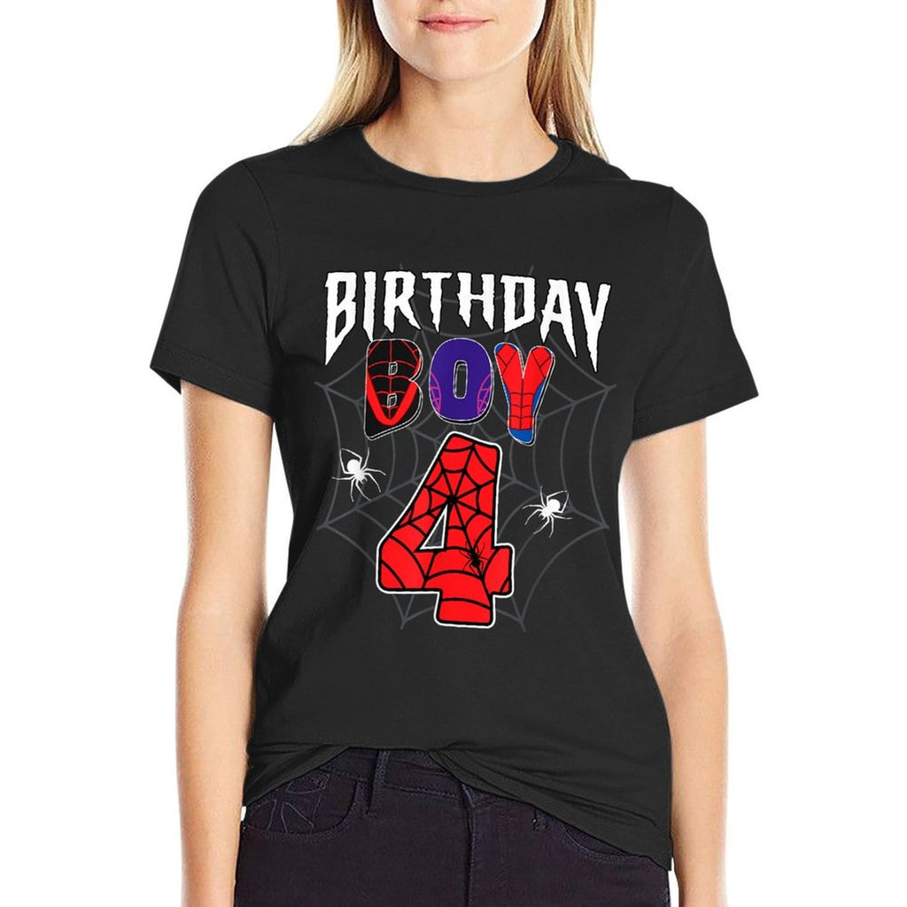 Birthday Boy 4 It's My 4th Birthday Spider Party 4 Year Old  Odor-resistant T-Shirt