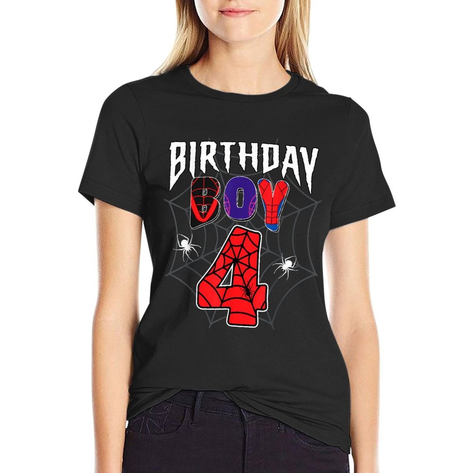 Birthday Boy 4 It's My 4th Birthday Spider Party 4 Year Old  Odor-resistant T-Shirt