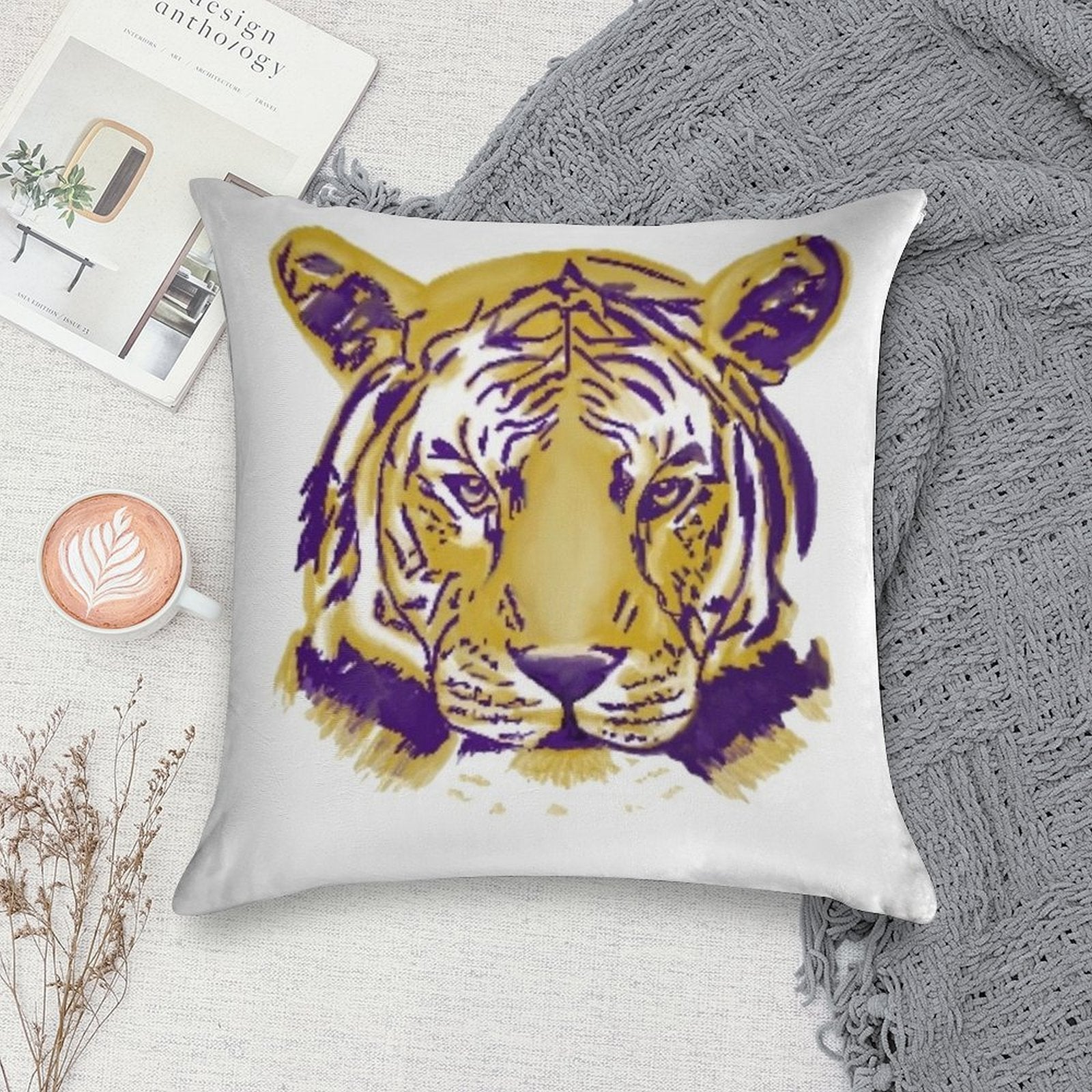 Tiger Full Face Soft Durable Construction Throw Pillow
