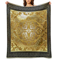 Ornate Baroque Gold Black Greek Keys Meander Sustainable Throw Blanket
