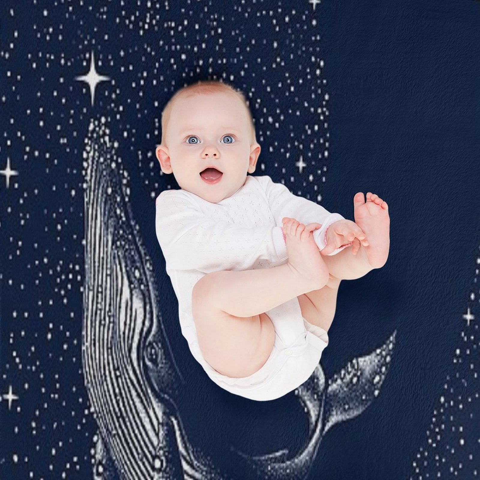 Starry Whale Wrinkle-free Throw Blanket