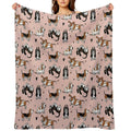 Basset Buddies on Pale Pink Compact Throw Blanket