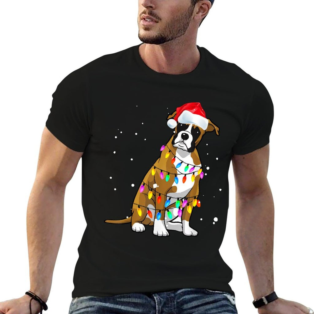Boxer Christmas Boxer Dog Christmas Gift Men Women Kids  Fade-proof Color T-Shirt