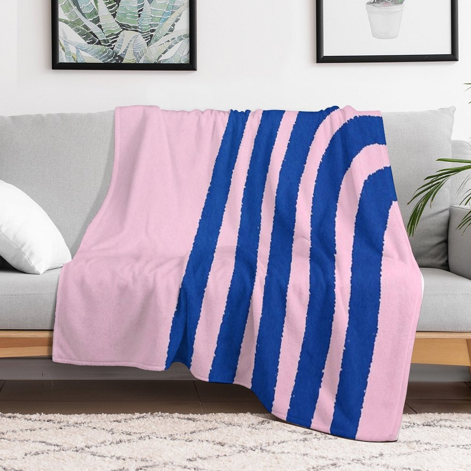 Blue Lines, Abstract Pattern, Mid Century Abstract Art Versatility Throw Blanket