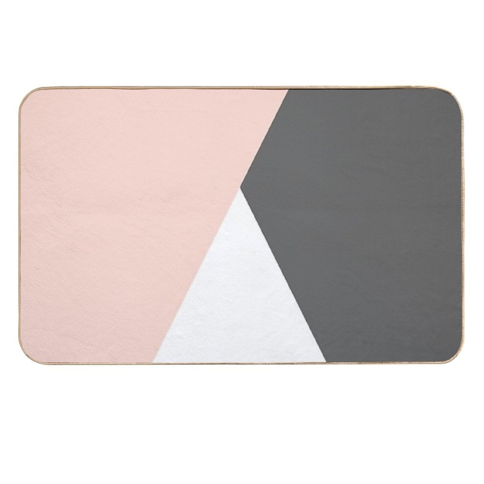 Elegant Blush Pink & Grey Geometric Triangles  Stain-Proof Bath Mat