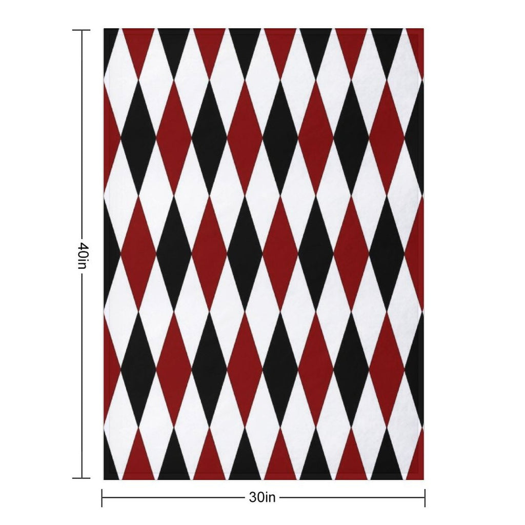 Black White Red Harlequin Compact Throw Blanket