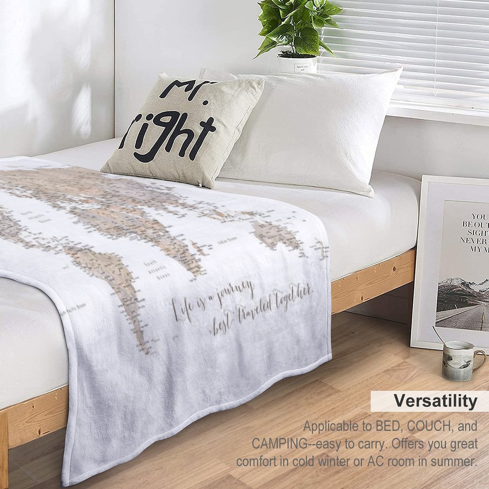 Life Is A Jouney Best Travelled Together, World Map, Abey Wrinkle-free Throw Blanket
