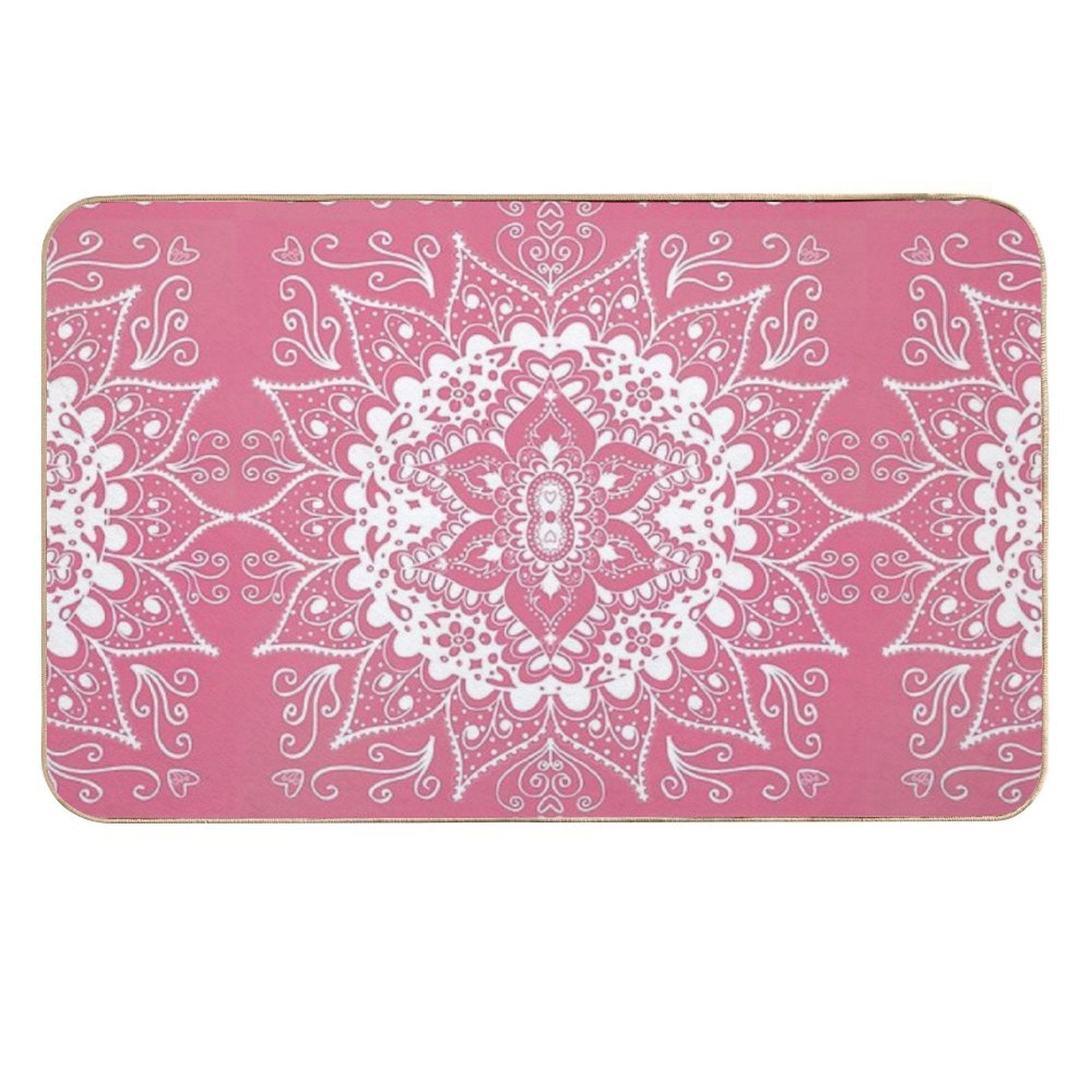 Mandala Hot Pink Durable Bath Mat
