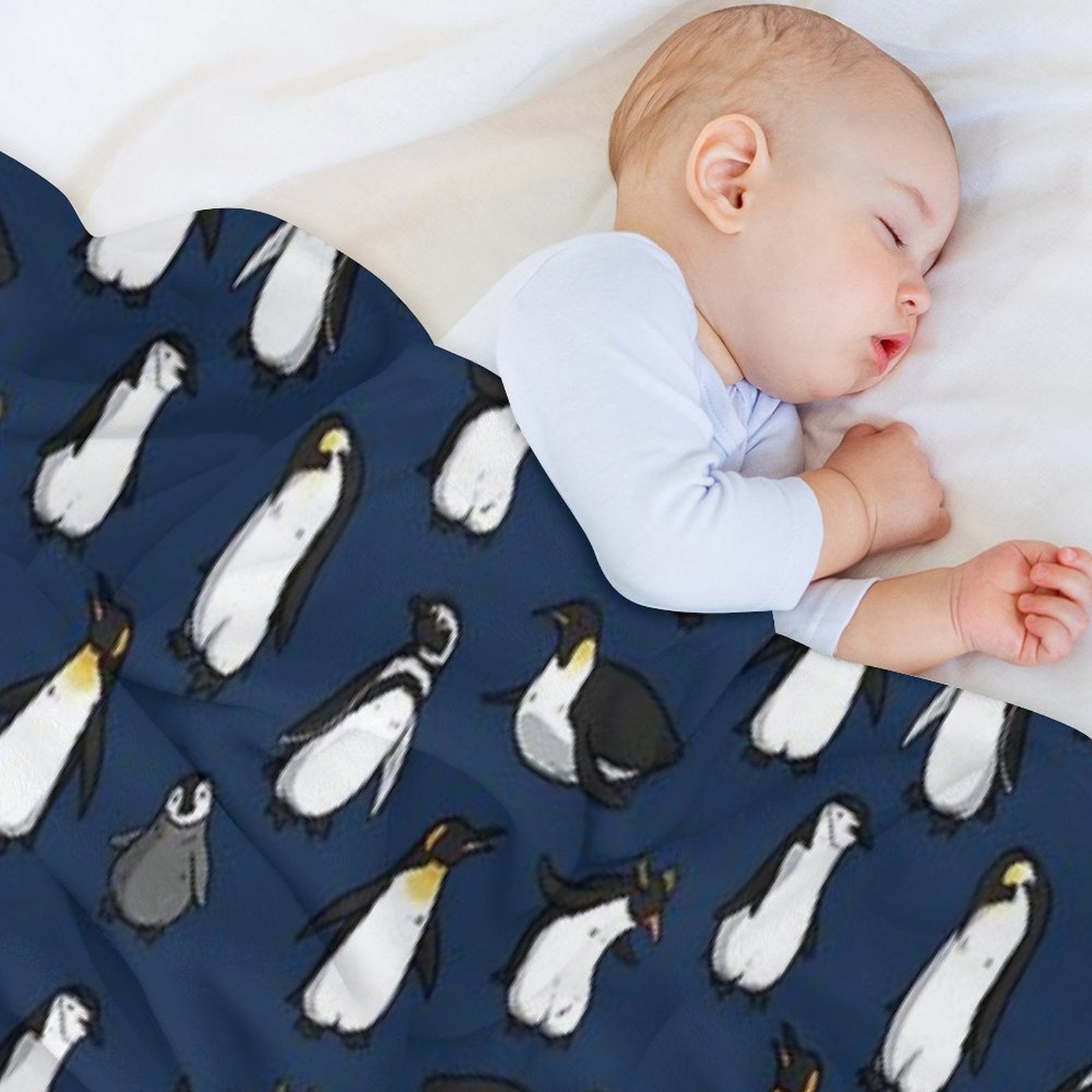 Cute Penguin Pattern (Dark Blue Variant) Premium Throw Blanket