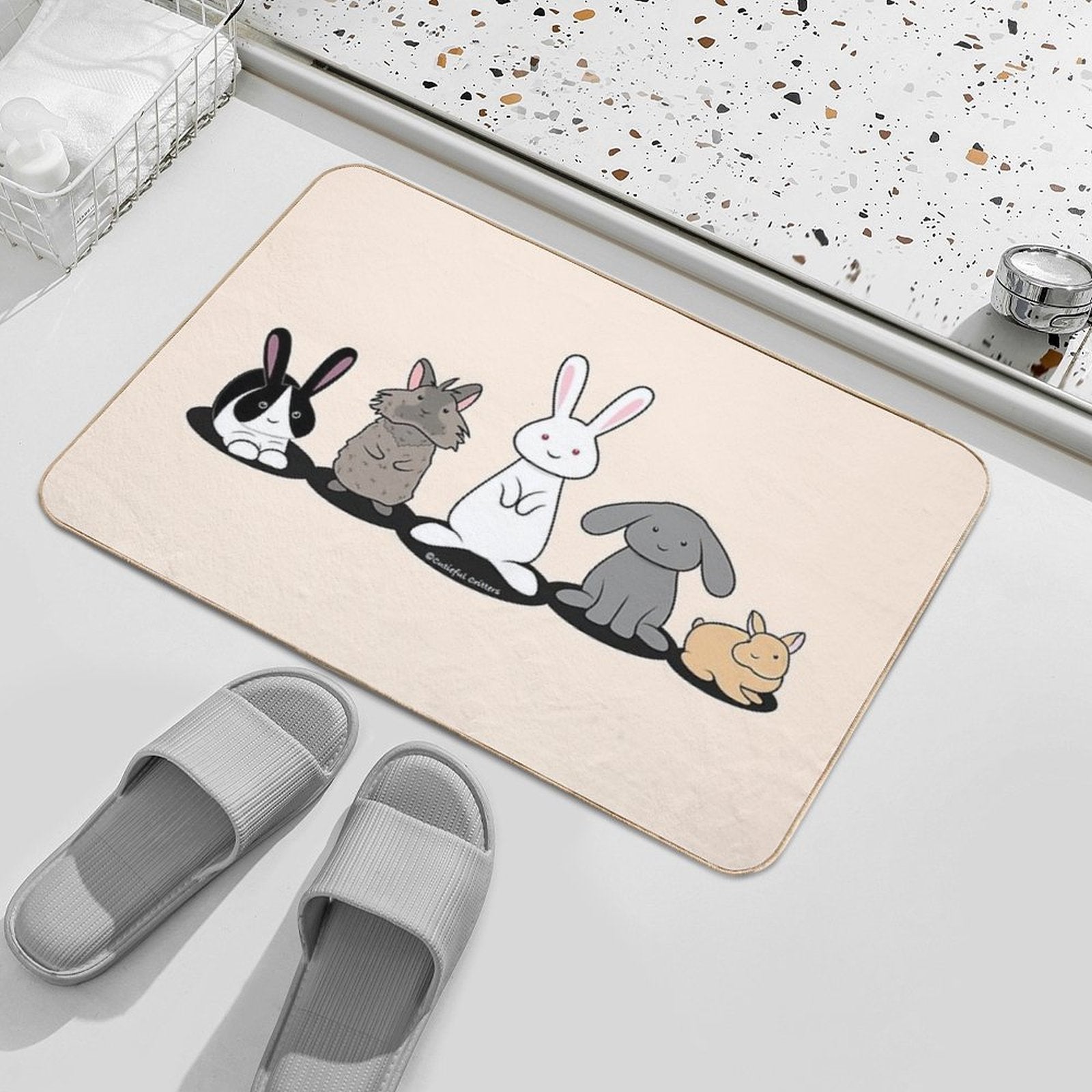 My Favorite Breed Is Rescued - Bunnies  Stain-Proof Bath Mat