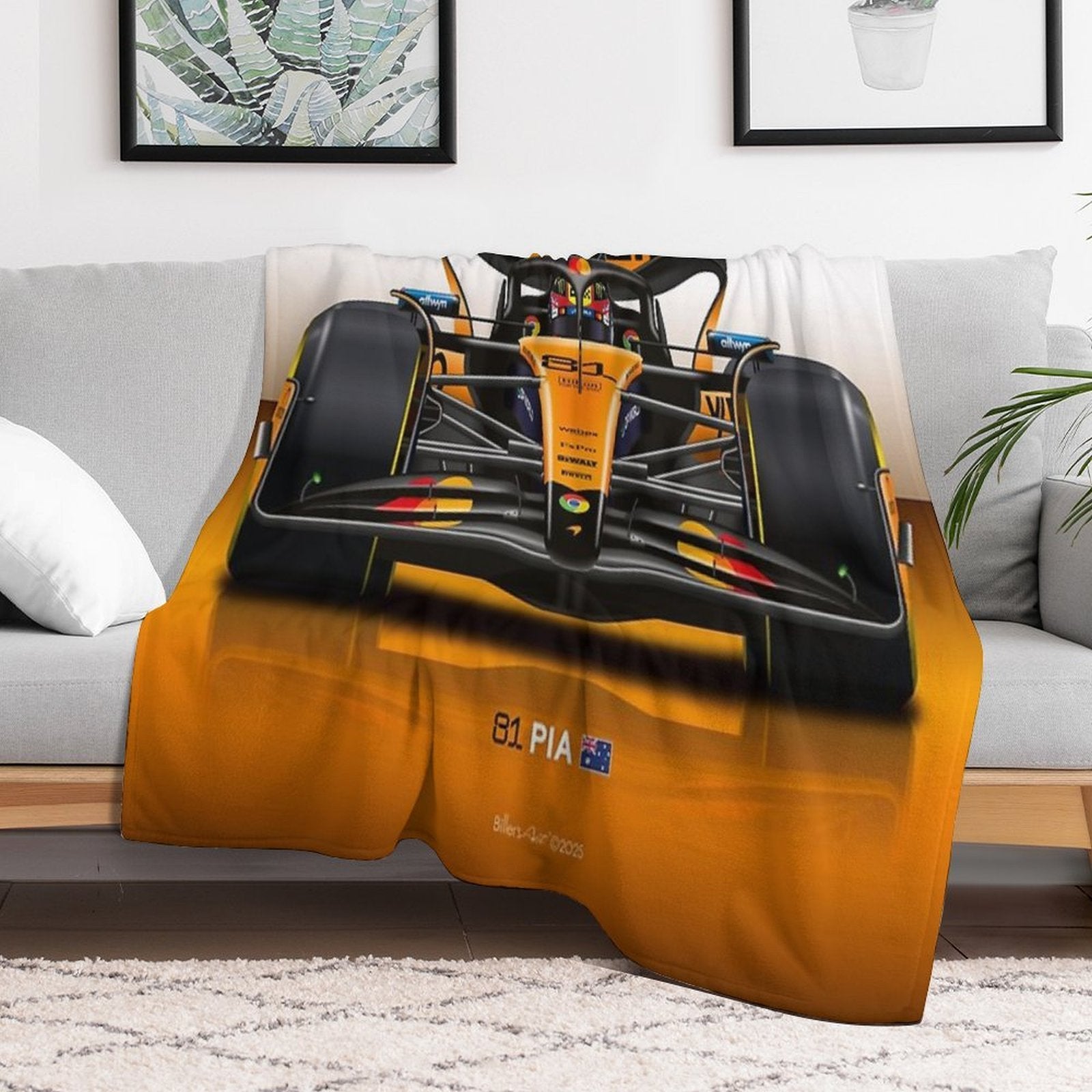 Oscar Piastri 2025 Formula 1 McLaren Racing Car Quick-dry Throw Blanket