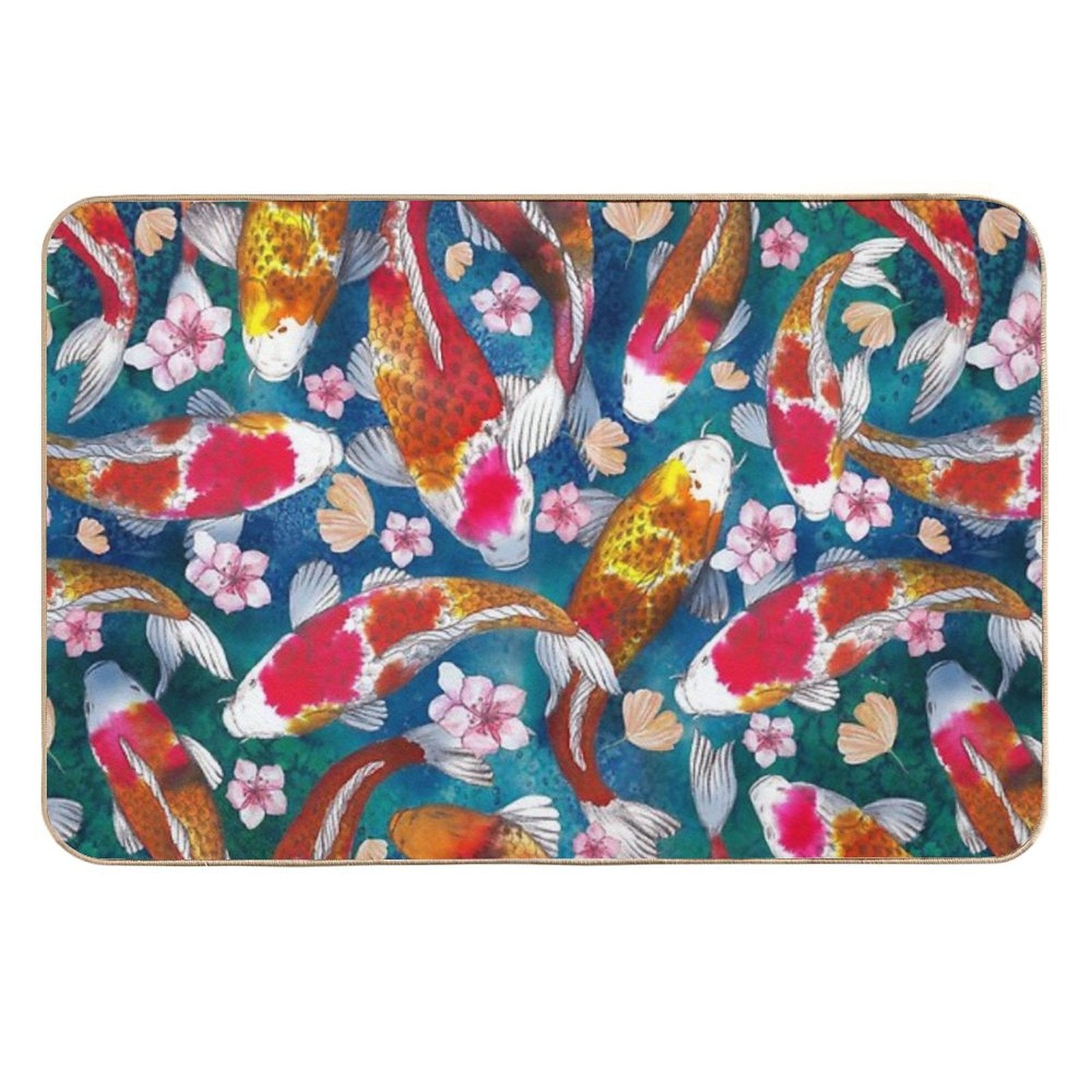 Koi Fish Pattern  Easy To Clean Bath Mat