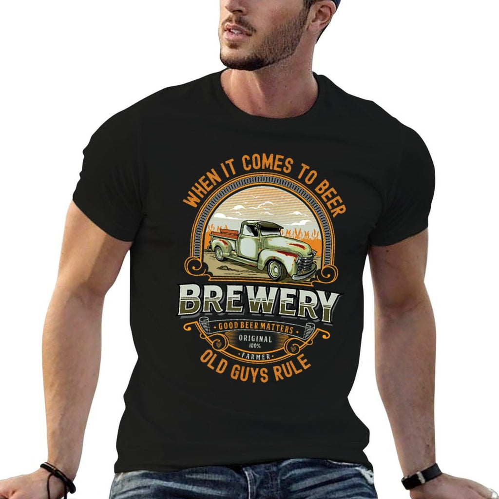 Mens Old Rule Funny Beer Guys Birthday Gift Old Man Rules  Summer-ready Fabric T-Shirt