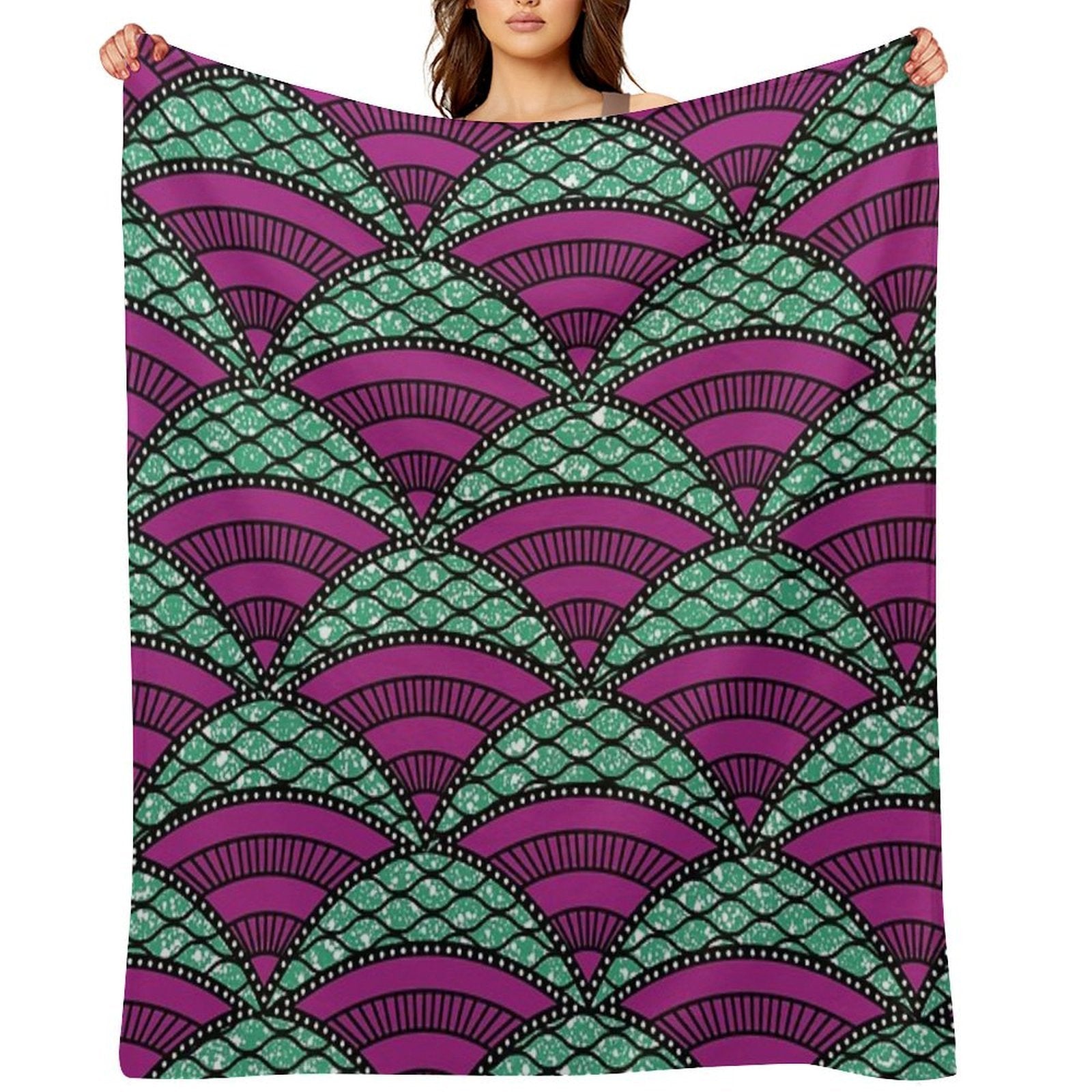 Afro Ankara Wax Print 14 All-season Throw Blanket