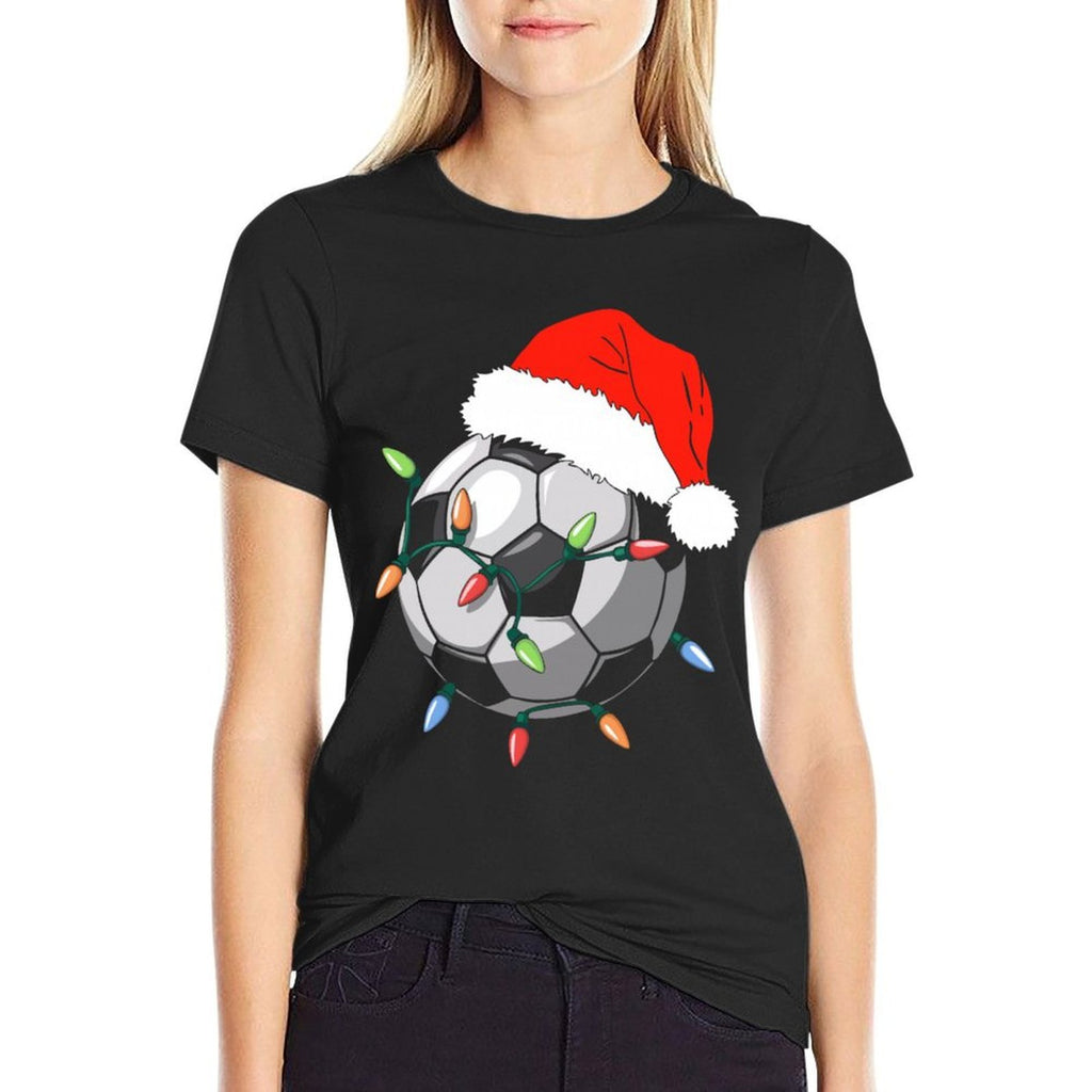 Santa Soccer Ball Men Youth Boys Christmas Pajamas  Classic T-Shirt
