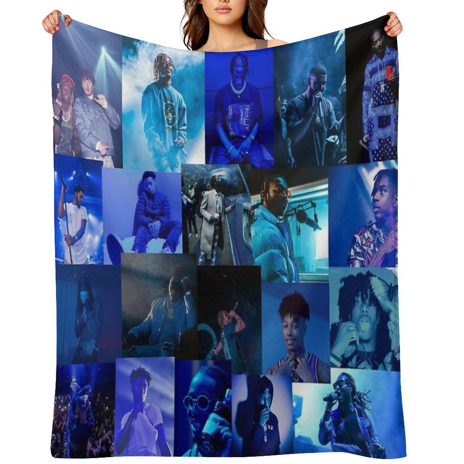 Blue Rap Collage Machine-washable Throw Blanket