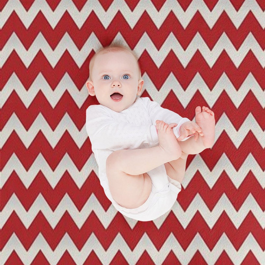 Pretty Simple Chevron Stripes Red And White Shadow Easy Care Throw Blanket
