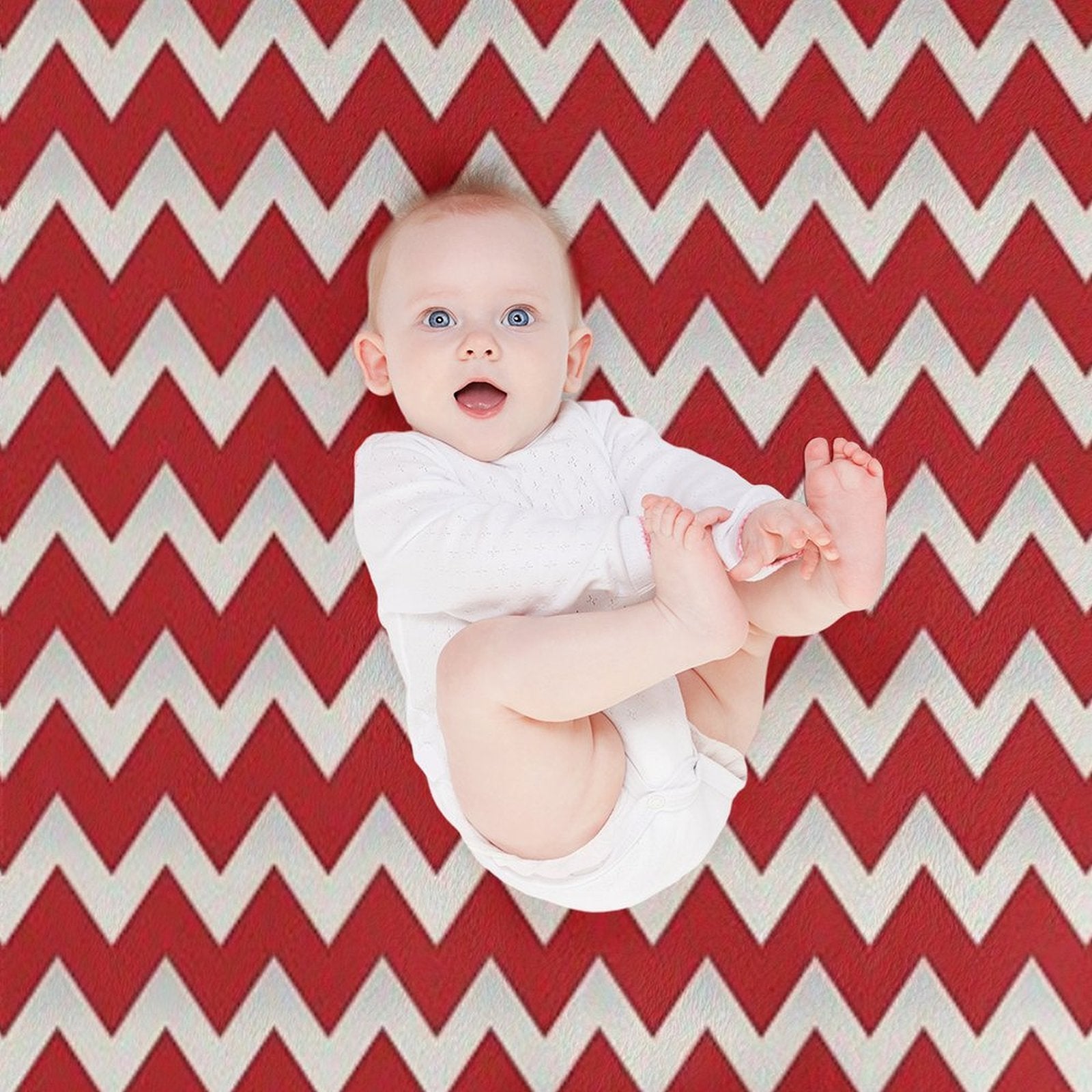 Pretty Simple Chevron Stripes Red And White Shadow Easy Care Throw Blanket
