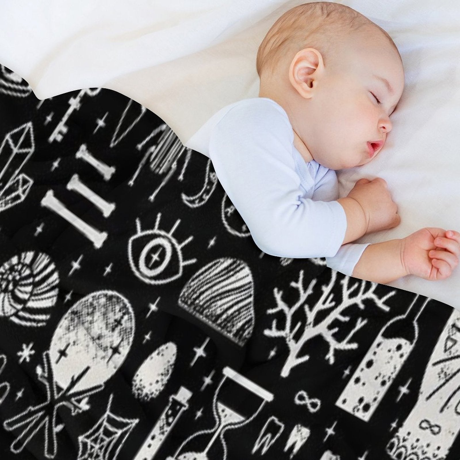 Curiosities Bone Black Easy Care Throw Blanket