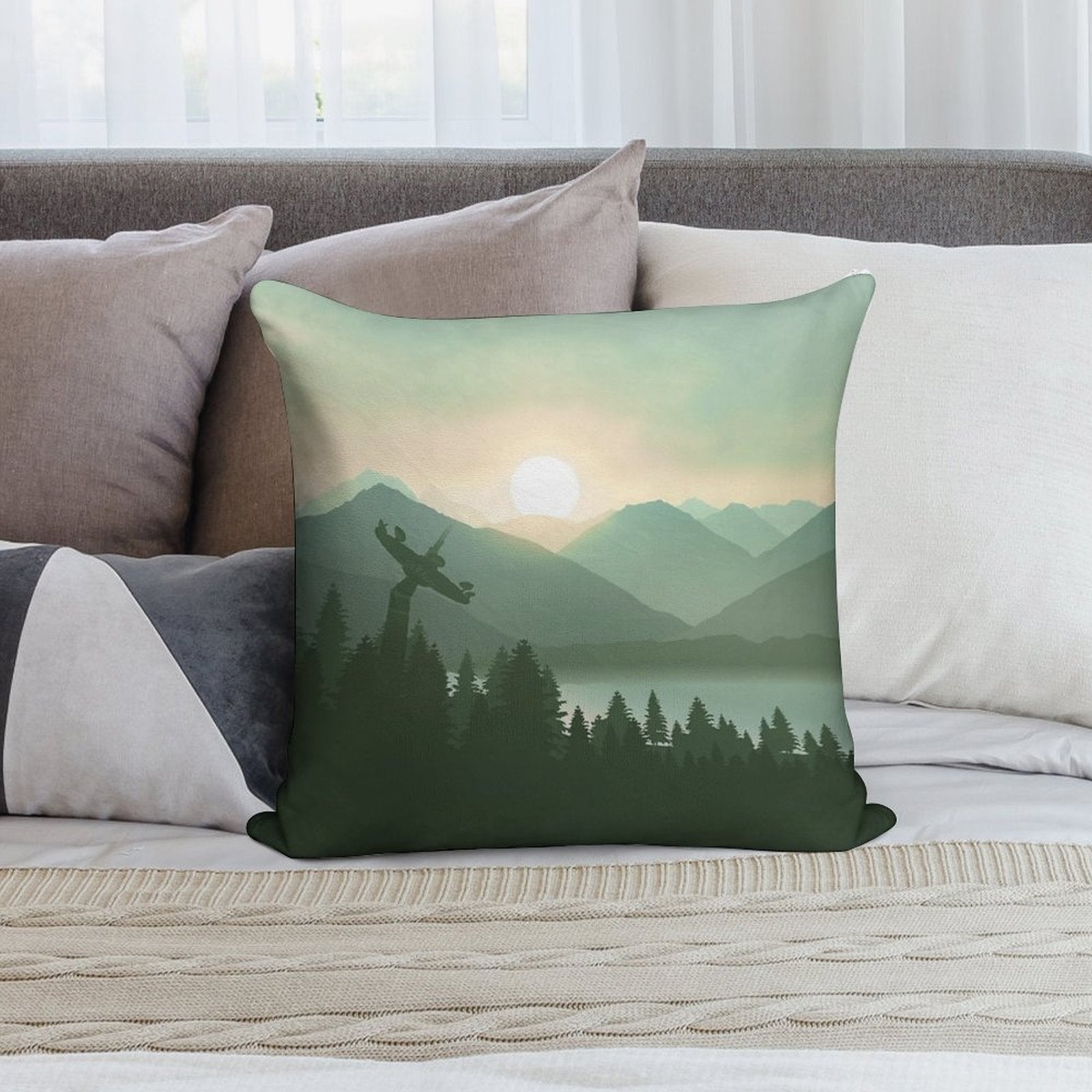 Forest Moon Soft Hidden Zipper Throw Pillow