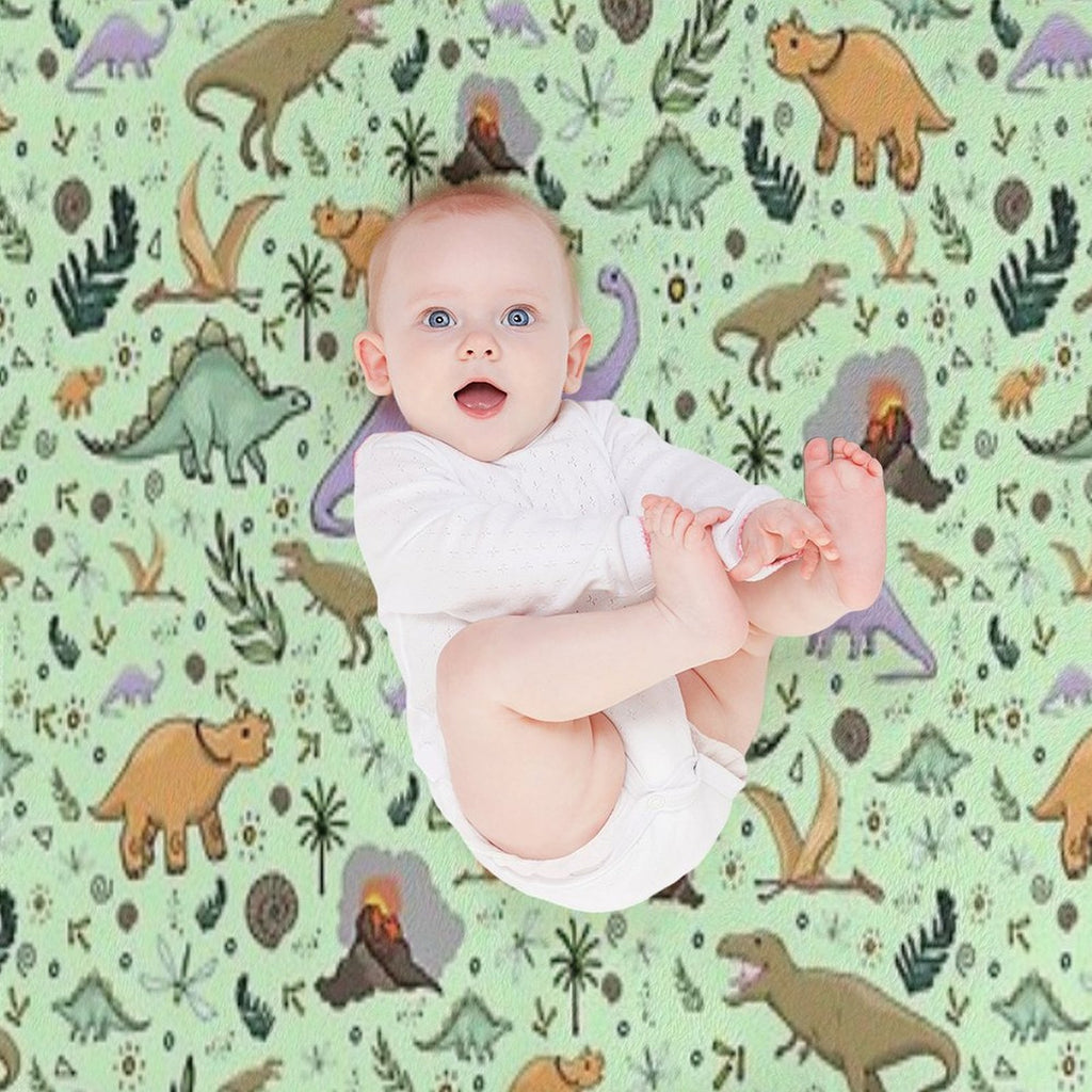 Dinosaurs in Green Anti-pilling Throw Blanket