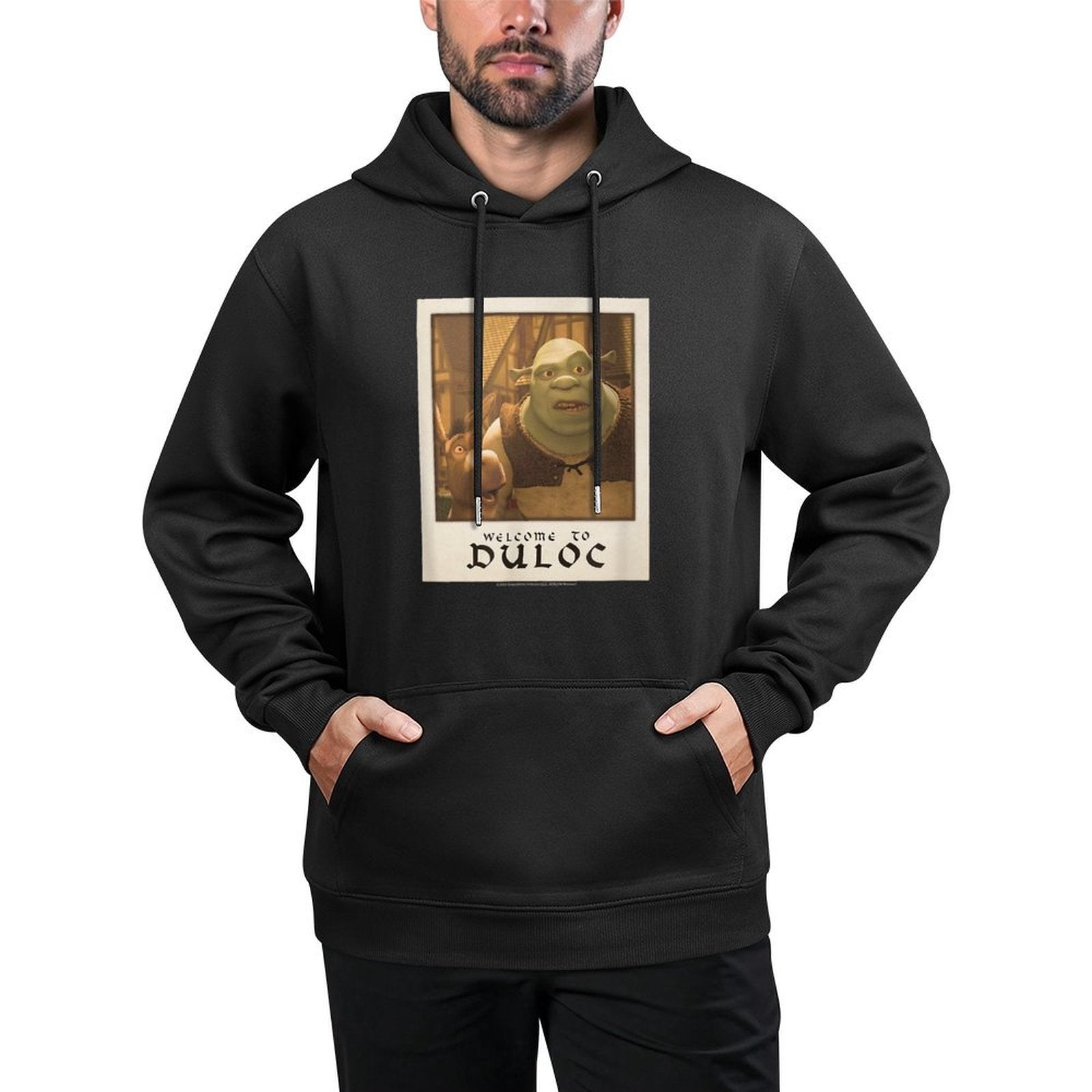 Shrek Welcome To Duloc Shrek And Donkey Polaroid Medium-Weight Fabric Hoodie