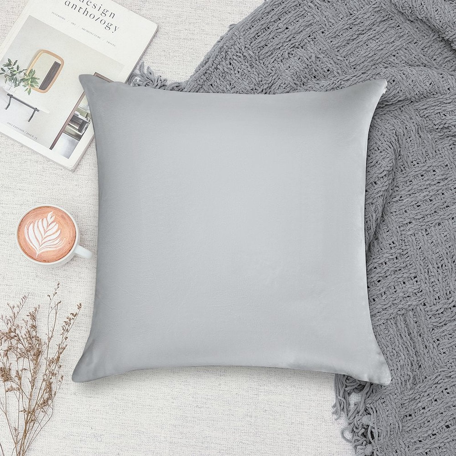 Light Grey - Slightly Cooler Tone Soft Easy Maintenance Throw Pillow
