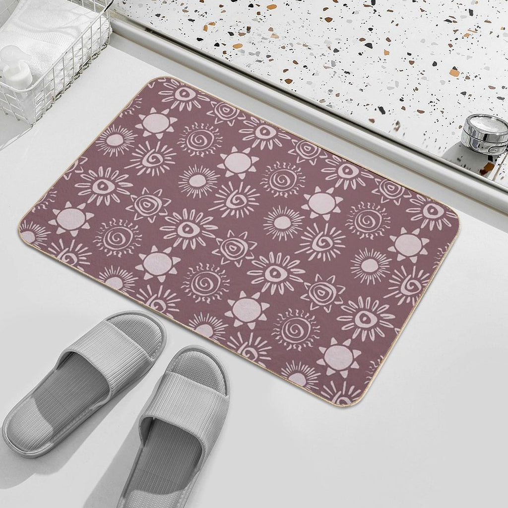 Magical Sun Bohemian Dreamy Aesthetic In Muted Colors Mulberry  Odorless Bath Mat