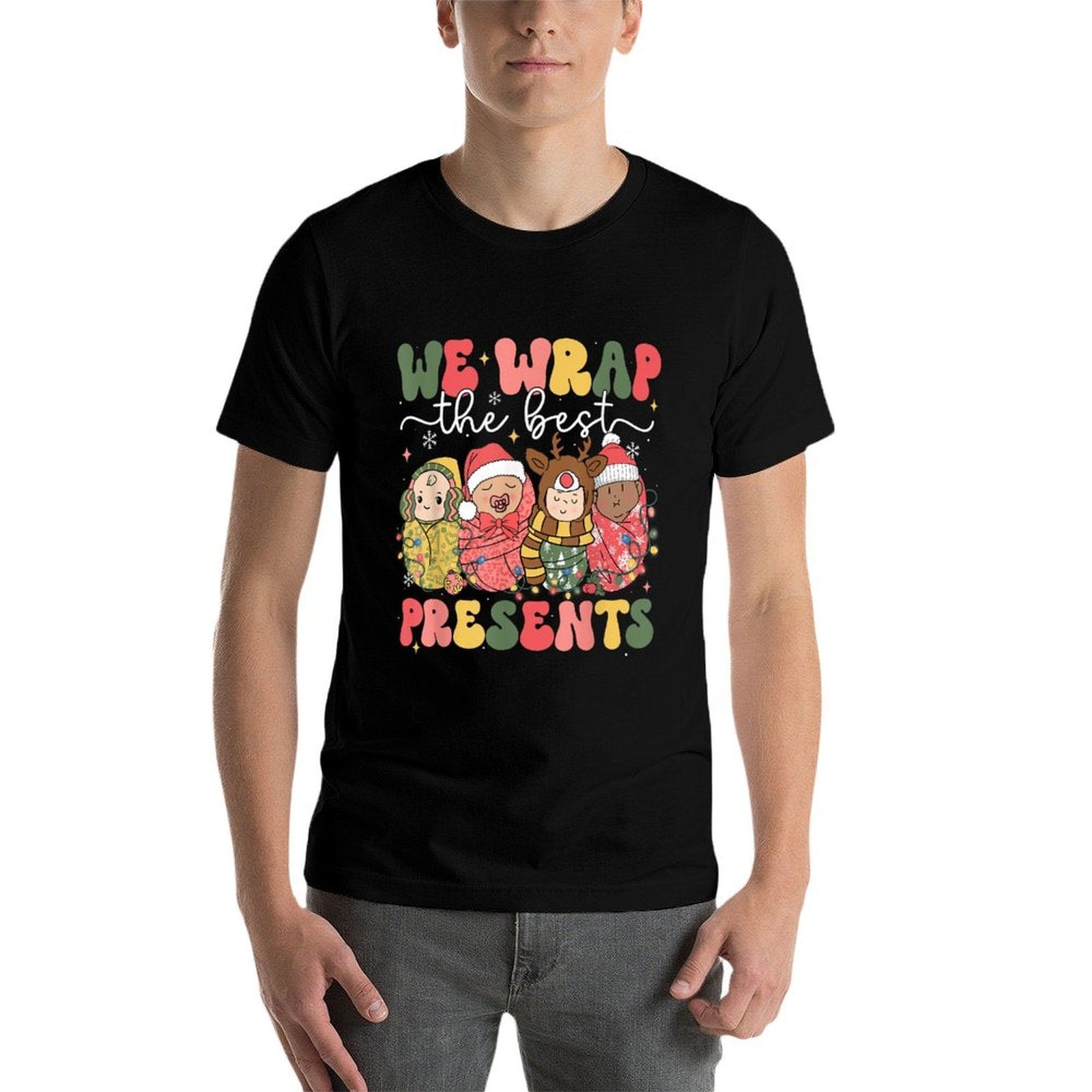 Christmas Labor  Delivery Nurse Lat - Unisex Adults, Black, Small,, Cotton Blend, Crew Neck, Themed Novelty, Holiday, LD Nurse,  Affordable Price T-Shirt