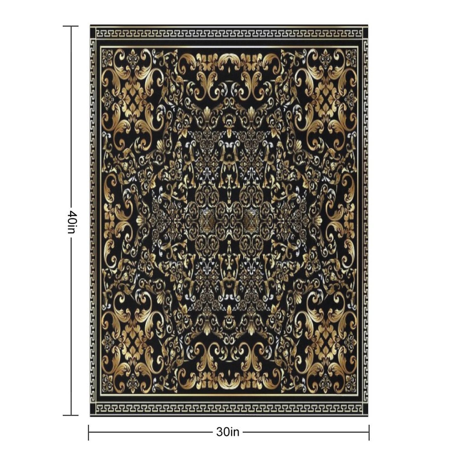 Ornate Baroque Black And Gold Greek Key Border Sustainable Throw Blanket
