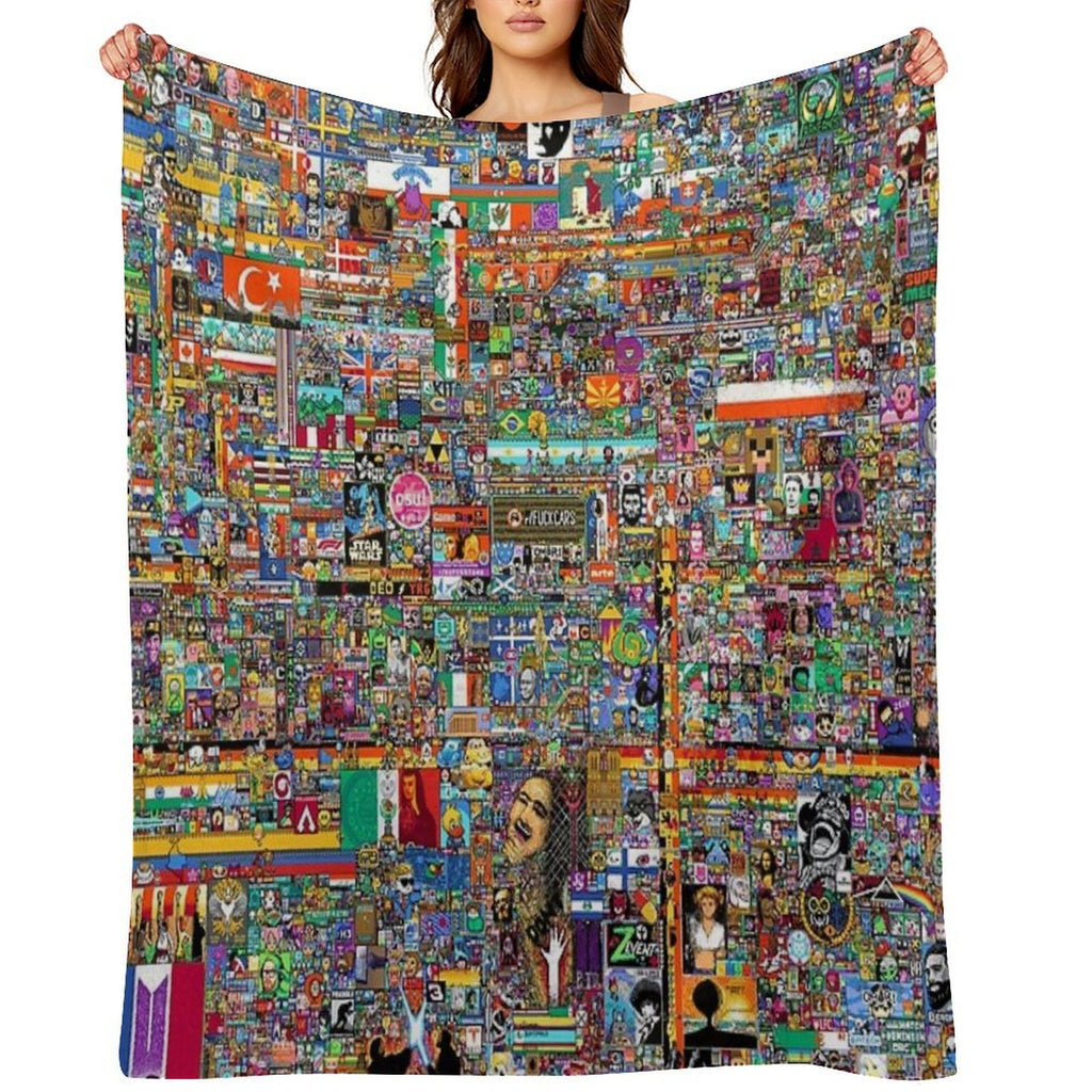 R Place Pixel Art Travel-friendly Throw Blanket