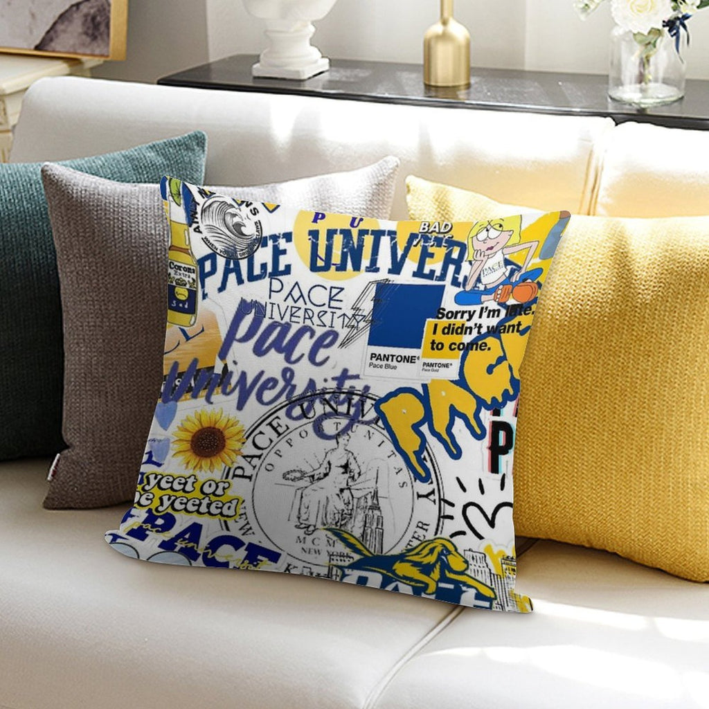 Pace University Collage Artwork Soft Luxury Feel Throw Pillow