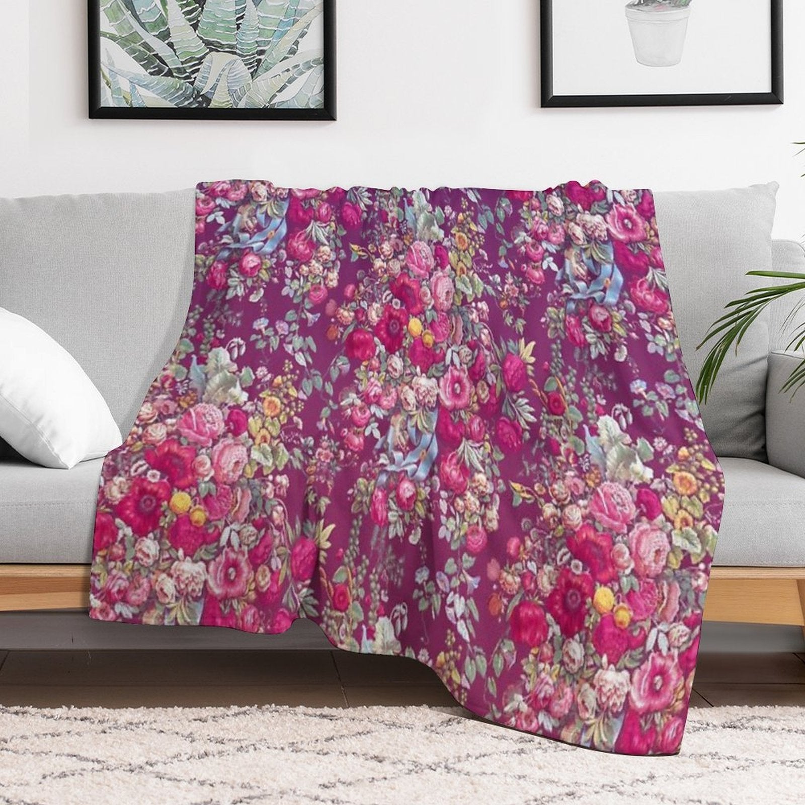 Bouquety Velvety-soft Throw Blanket